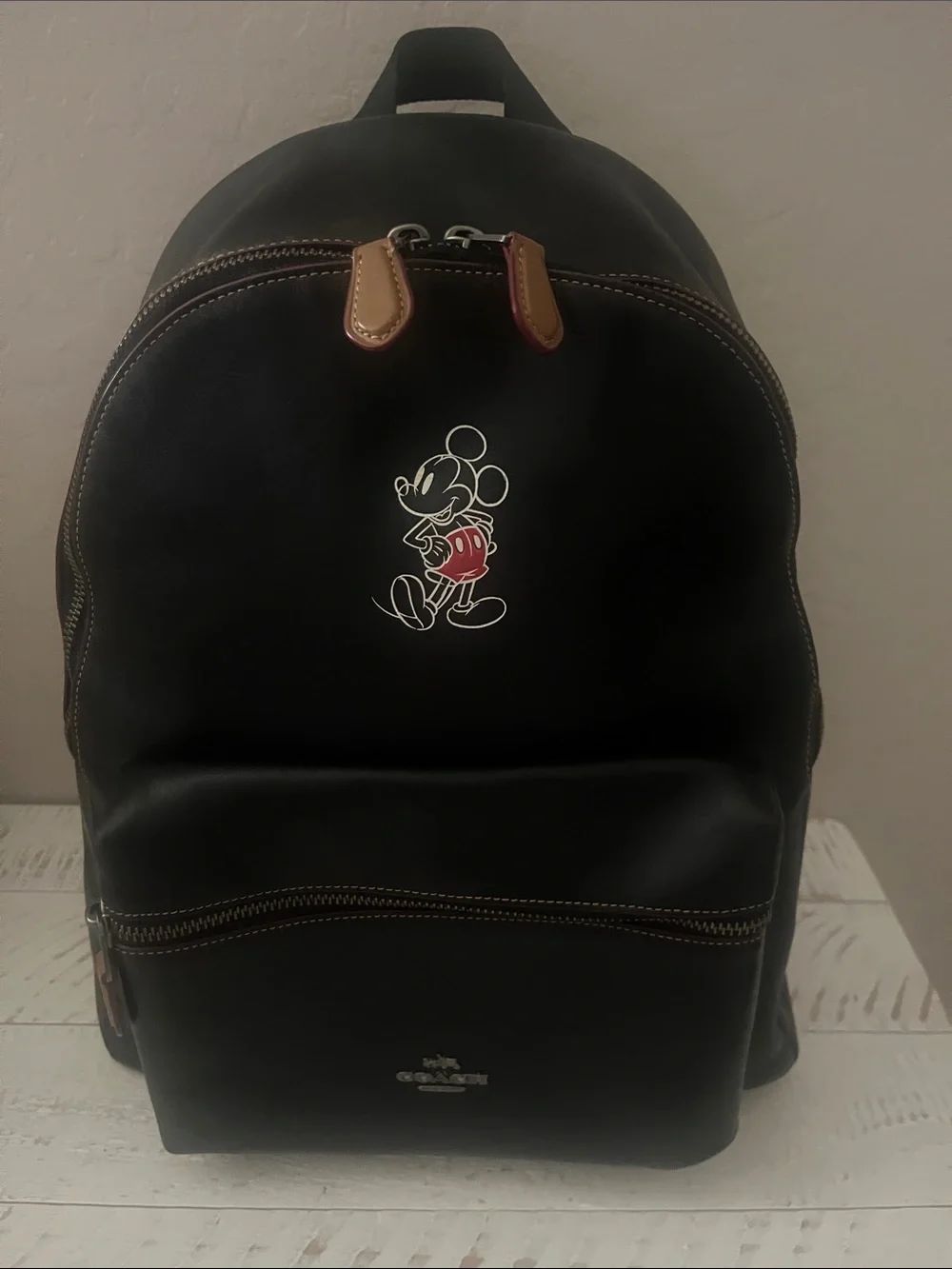 Coach Black Leather Backpack Limited Edition Mickey Mouse