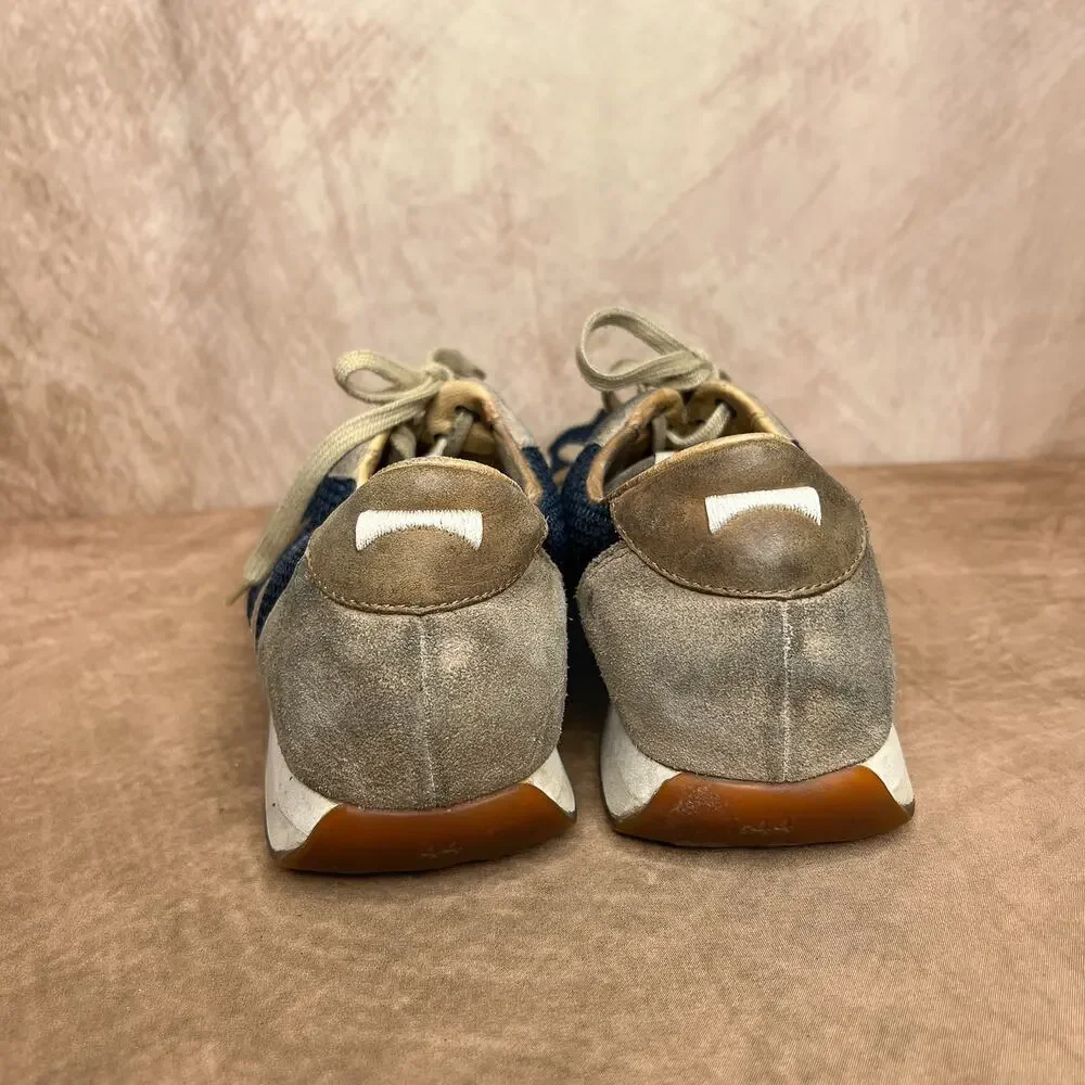 Vintage Y2K Camper Lace Up Lug Sole Suede Sneakers Shoes Tan Blue Retro Sporty
