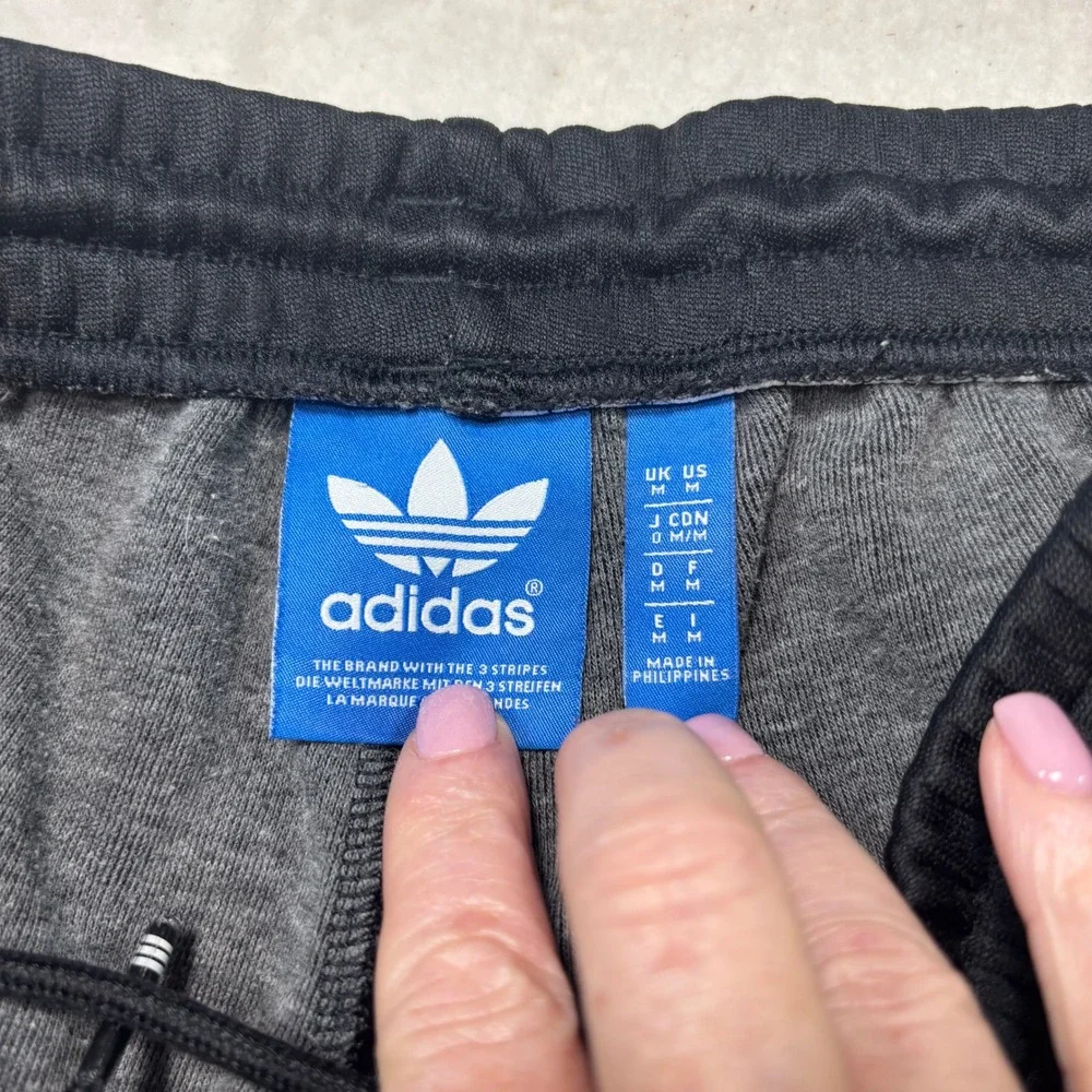 Adidas Originals Mens Black White Three Stripe Trefoil Track Pants Medium #883