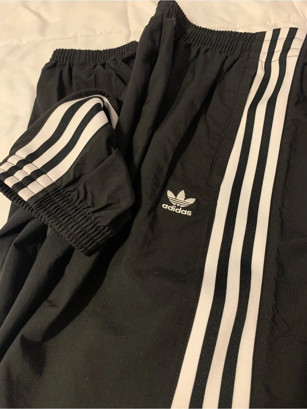 adidas Black Joggers with White Three Stripes