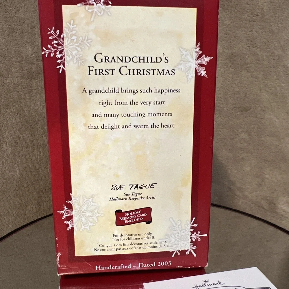 Hallmark Keepsake Tree Ornament‎ 2003 Grandchild's First Christmas Crib Box