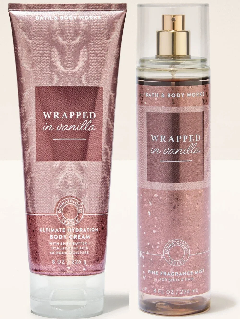 Bath & Body Works Wrapped in Vanilla Body Cream & Fragrance Mist Set NEW Rare
