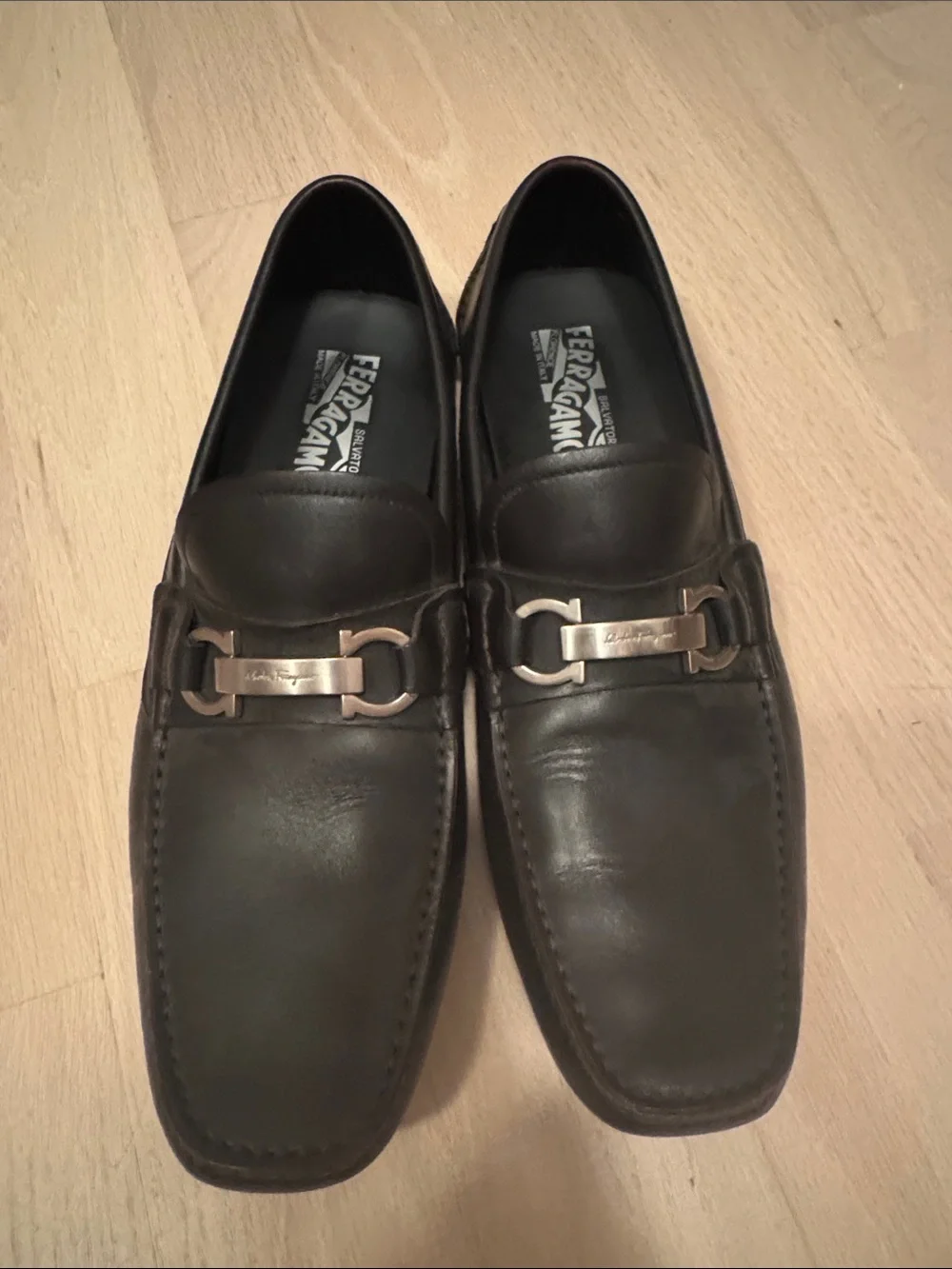 Salvatore Ferragamo Brown Leather Bit Slip-On Loafers worn only 2 times!!