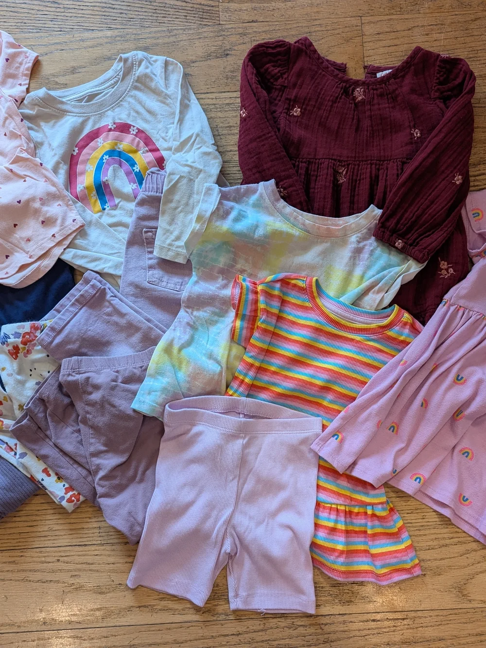 Assorted Girls' Rainbow & Pastel Clothing Lot - Multicolor