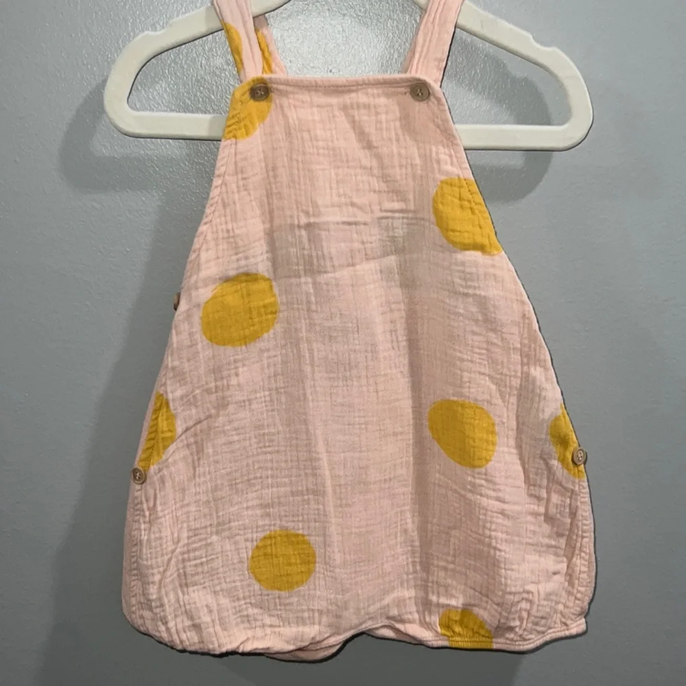Zara Pink One-Piece Romper with Yellow Polka Dots