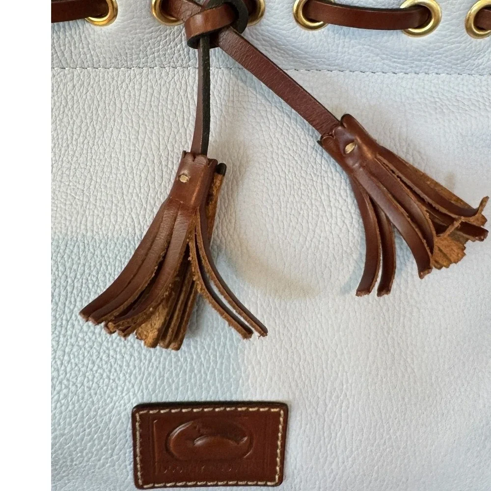 Dooney & Bourke Light Blue Pebble Leather Tassel Satchel Crossbody Bag