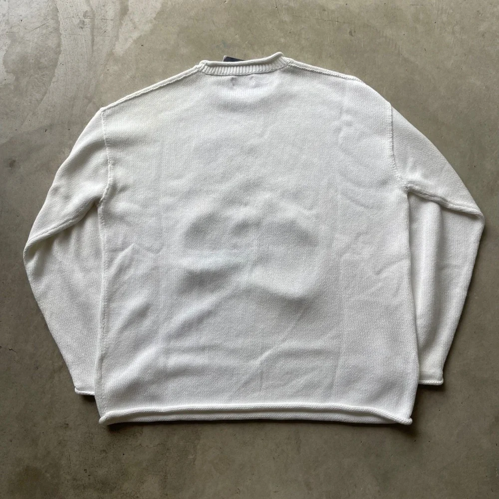 Polo Ralph Lauren Mens White Polo Bear Bicycle Intarsia Knit Sweater Size M NEW
