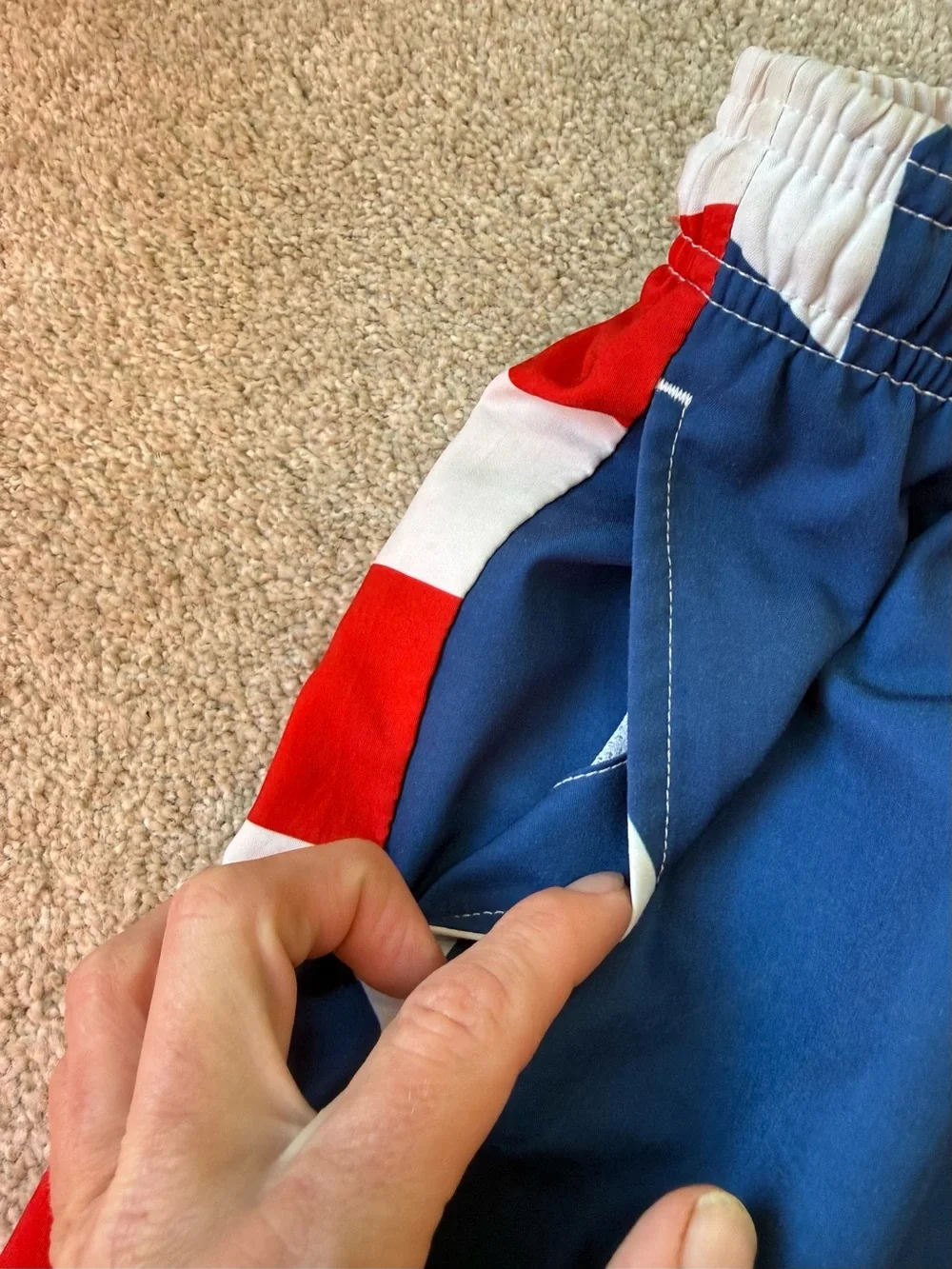 Boys American Flag Pattern Swim Shorts - Red, White & Blue