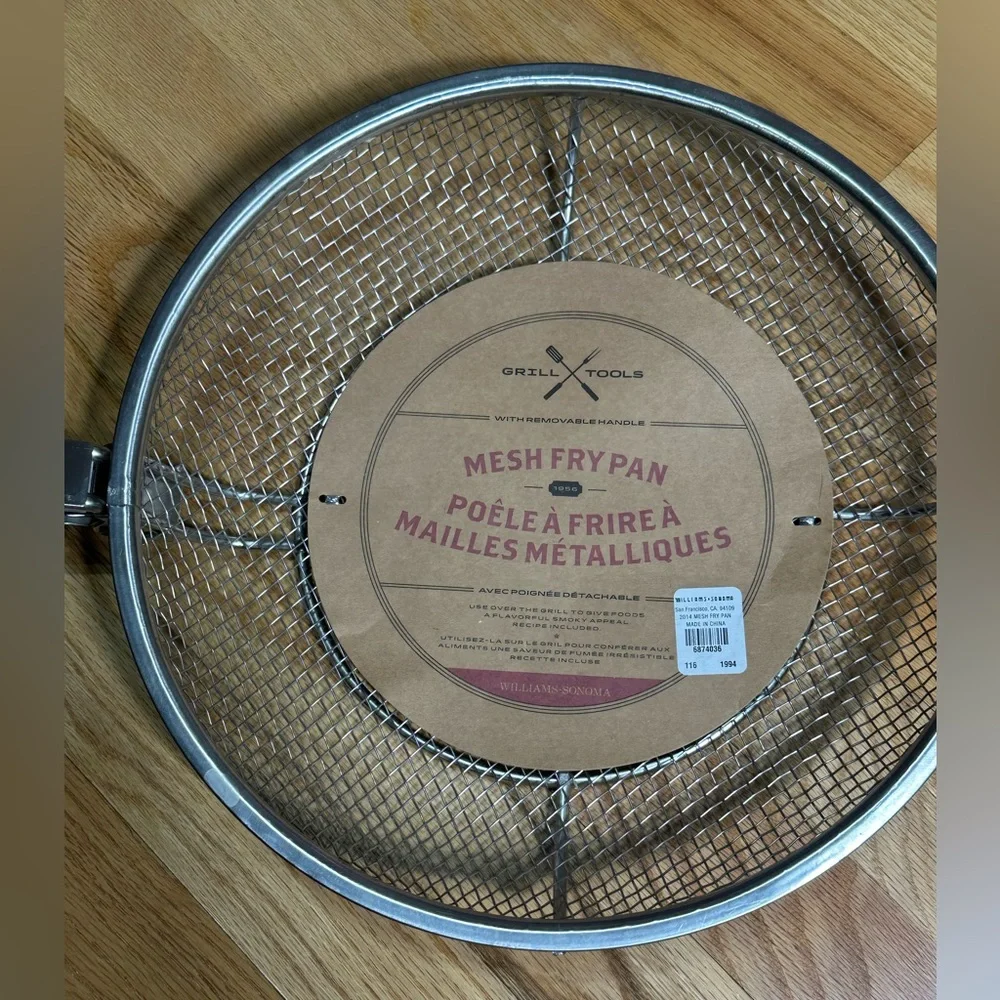 NIB - Williams-Sonoma Mesh Grill Stainless Steel Chefs‎ Pan-Removable Handle NEW