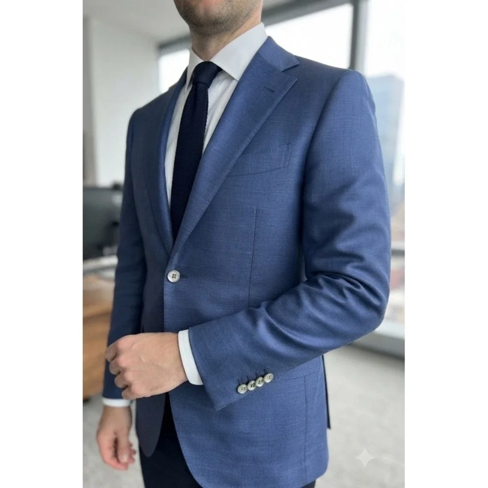 SuitSupply Lazio Blazer Jacket Wool  Mens 38S Slim Blue Vitale Barbaris Canonico