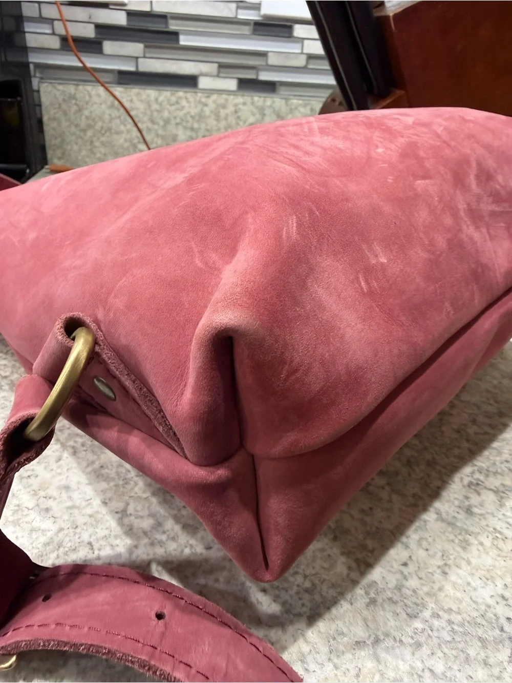 Portland Leather pink gold zipper