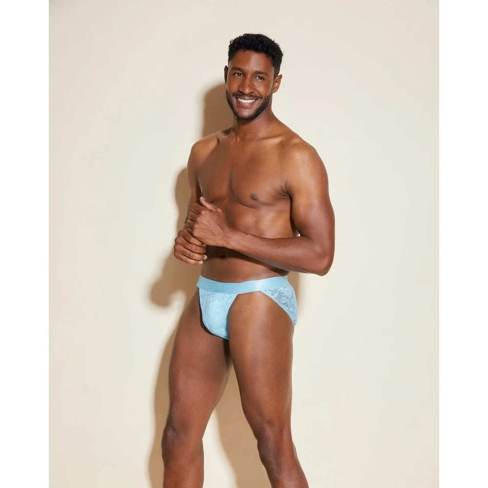 Cosabella Never Say Never Men's Sports Brief Maldives Blue Lace Size M NWT