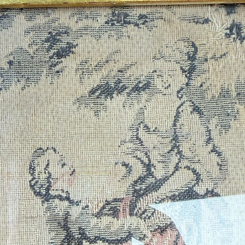 Vintage Framed Petit Point Needlepoint Romantic Couple Tapestry Wall Art 9