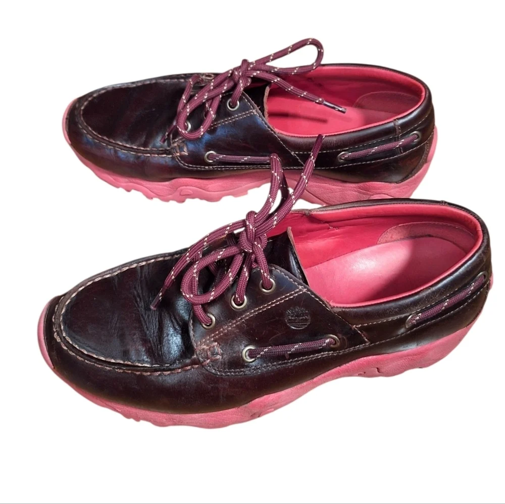 Timberland PRO Men’s Brown PINK  Boat Shoes Size 9 READ AD Old Money Preppy