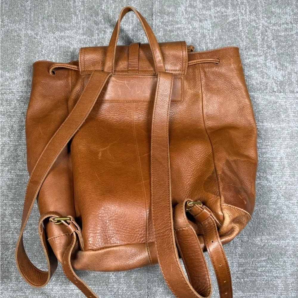 Madewell The Transporter Run Sack Brown Leather Backpack Bag Read Below