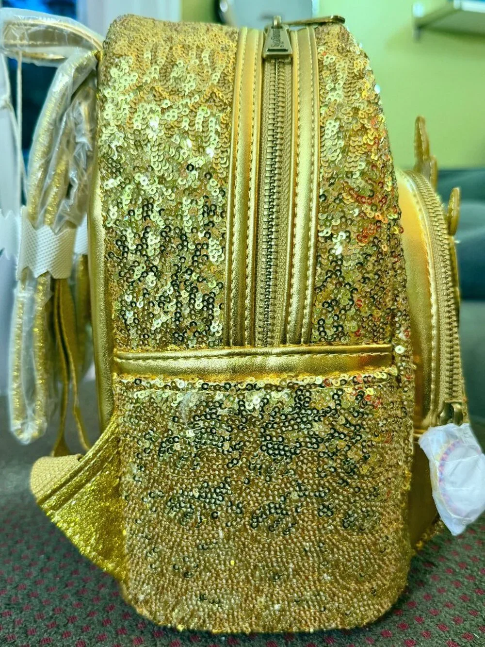 Loungefly Disney Beauty and the Beast Lumiere Sequin Mini Backpack NWT Glow Dark