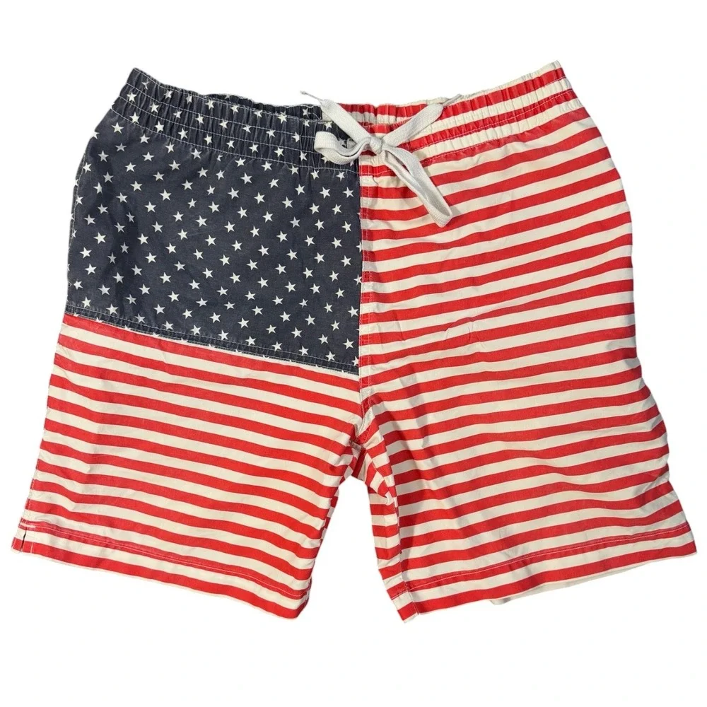 Chubbies Swim Trunks Mens Small USA Flag Stars Stripes Made in USA Pockets
