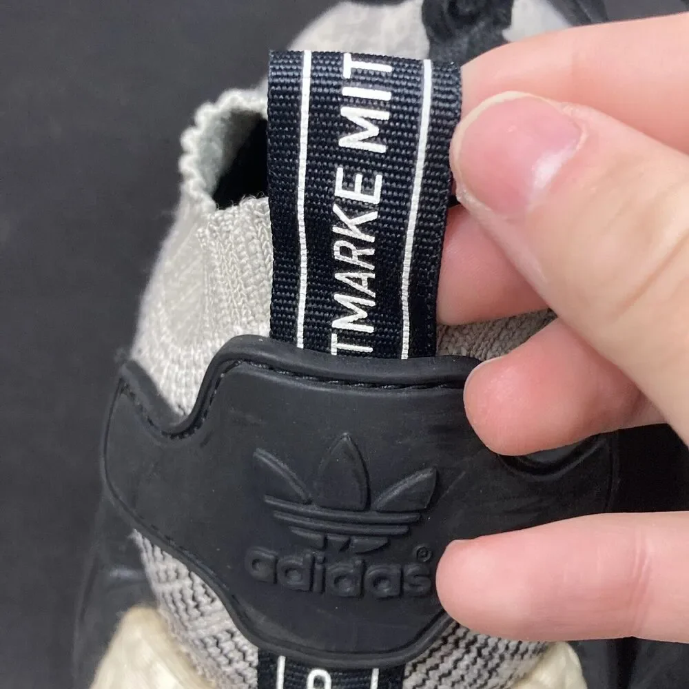 Adidas NMD R1 Primeknit -Men's Sz 5 -Black/White/Gray Sesame 2018 Shoes - AQ0899