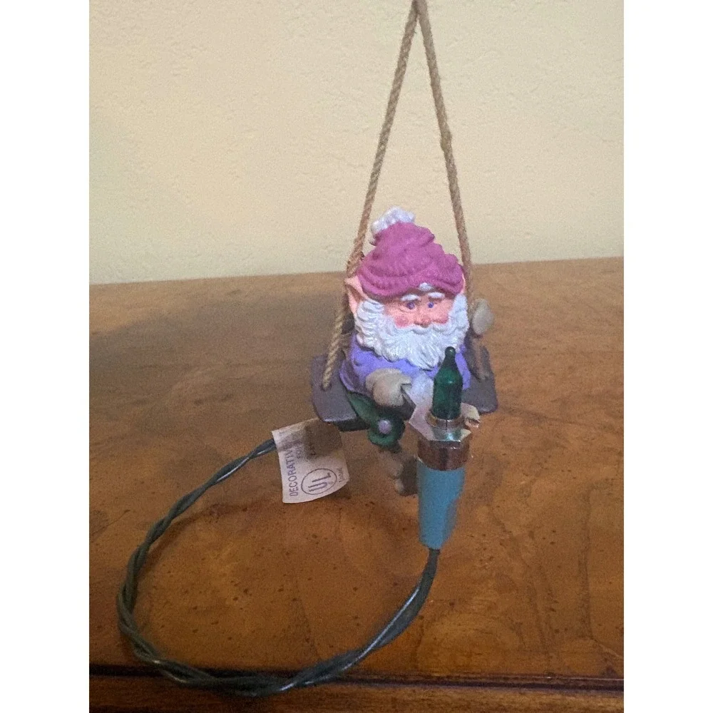 Hallmark North Pole Power & Light Magic Ornament Elf on Swing 1989 Vintage
