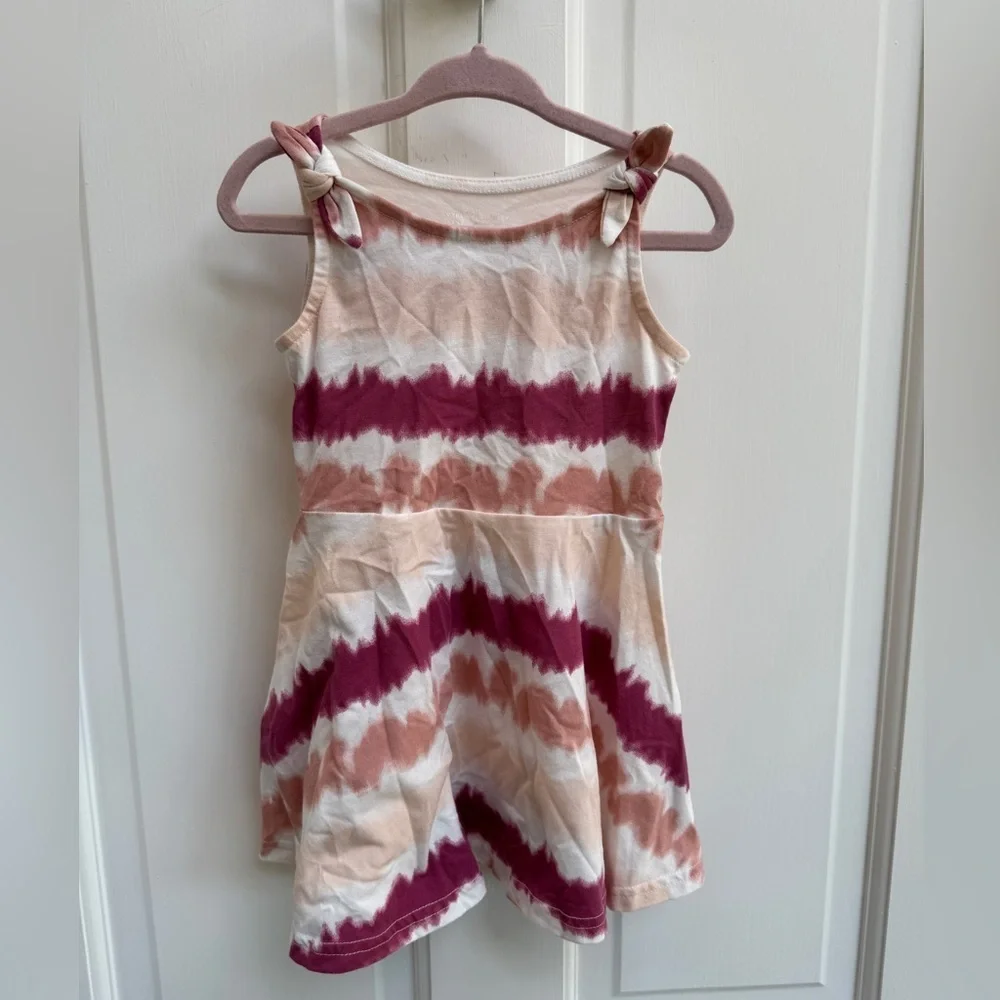 The Children's Place 2T Girls Pink and White Know Shoulder Tank Top Soft Dress