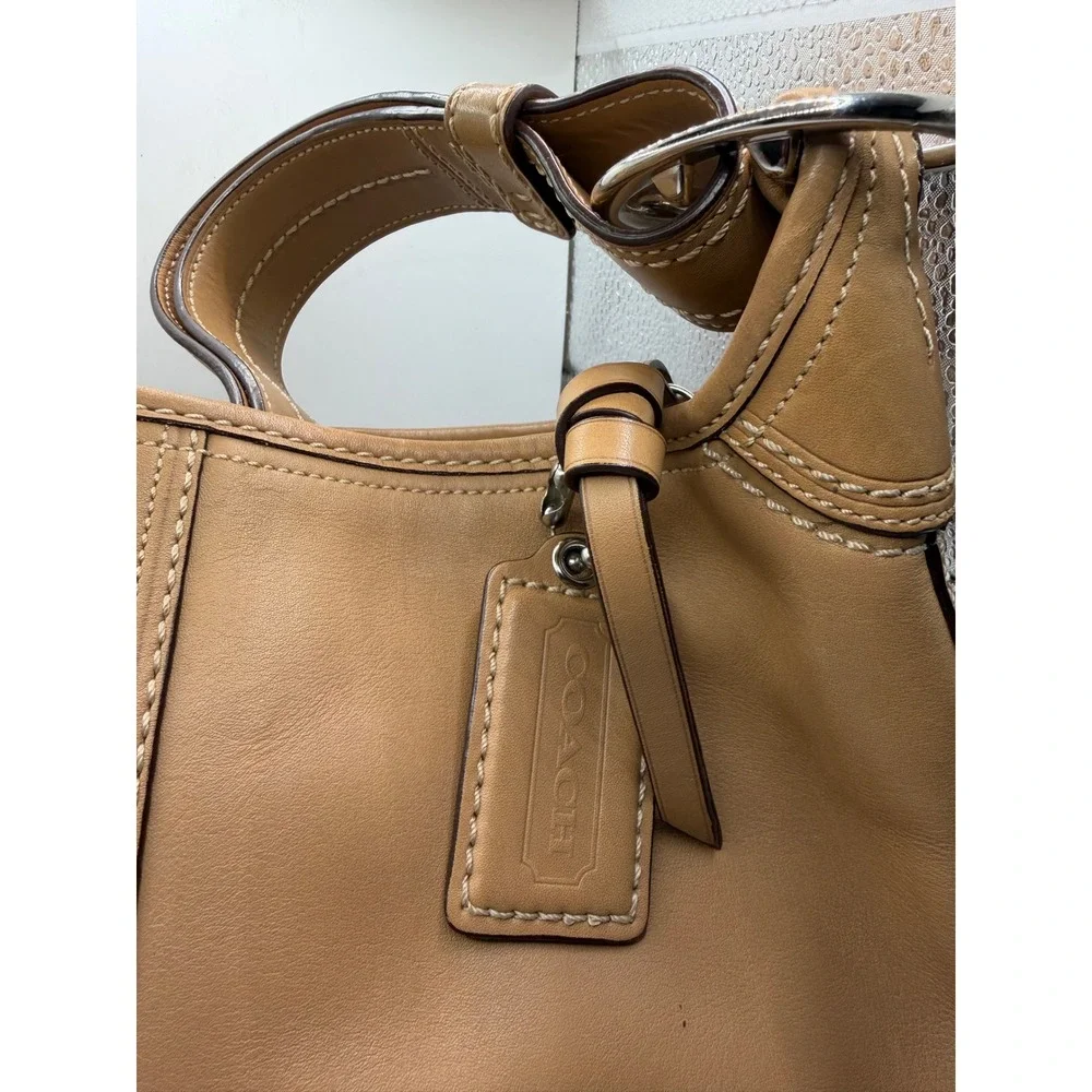 Coach‎ Ergo Tan Leather Hobo Bag Shoulder Purse F13354 Lilac Lining