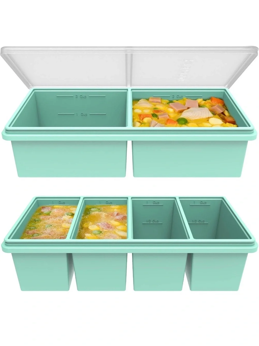 🩷Firm Price🩷2 Silicone Meal Prep Freezer Tray with lids - Mint Green