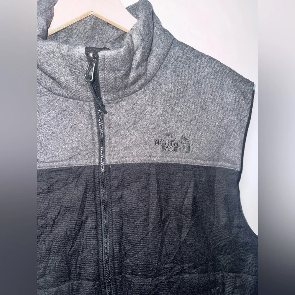 The North Face Zip Up Vest Stand Up Collar Wool Blend Black/Grey Size Large