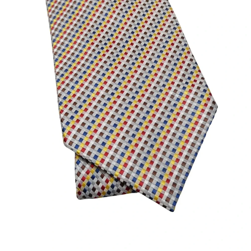 Ermenegildo Zegna Tie Mens One Size Multicolor Plaid Check‎ Silk Woven Italy