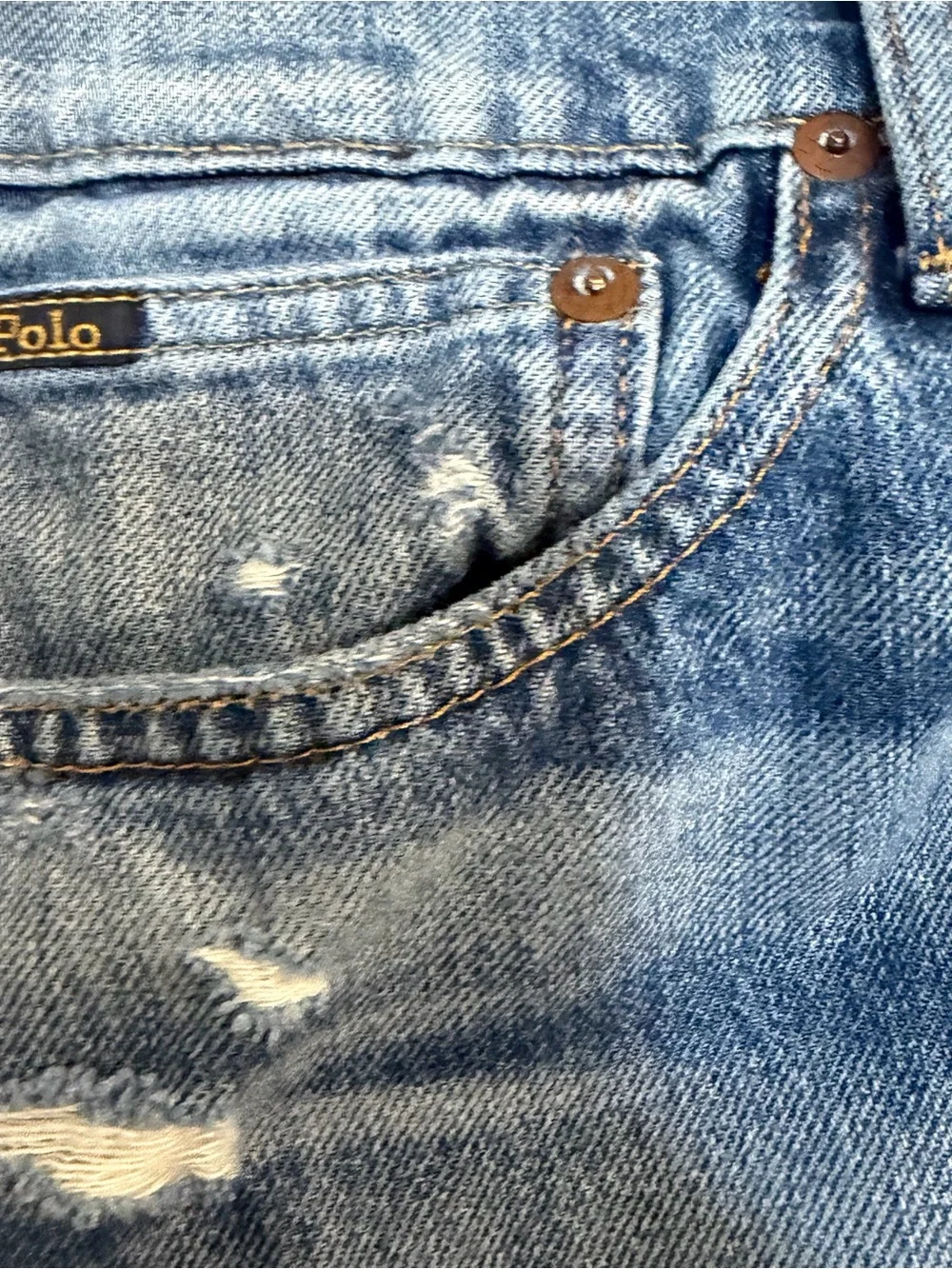 Polo Ralph Lauren Light Wash Distressed Straight Leg Jeans Men’s 36x32