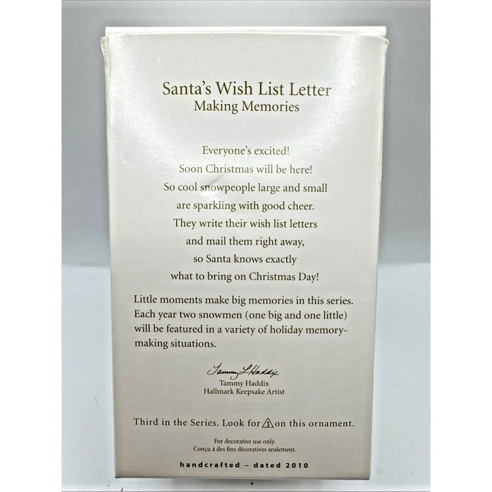 Hallmark Keepsake Ornament Santa's Wish List Letter 3rd in Series‎ 2010