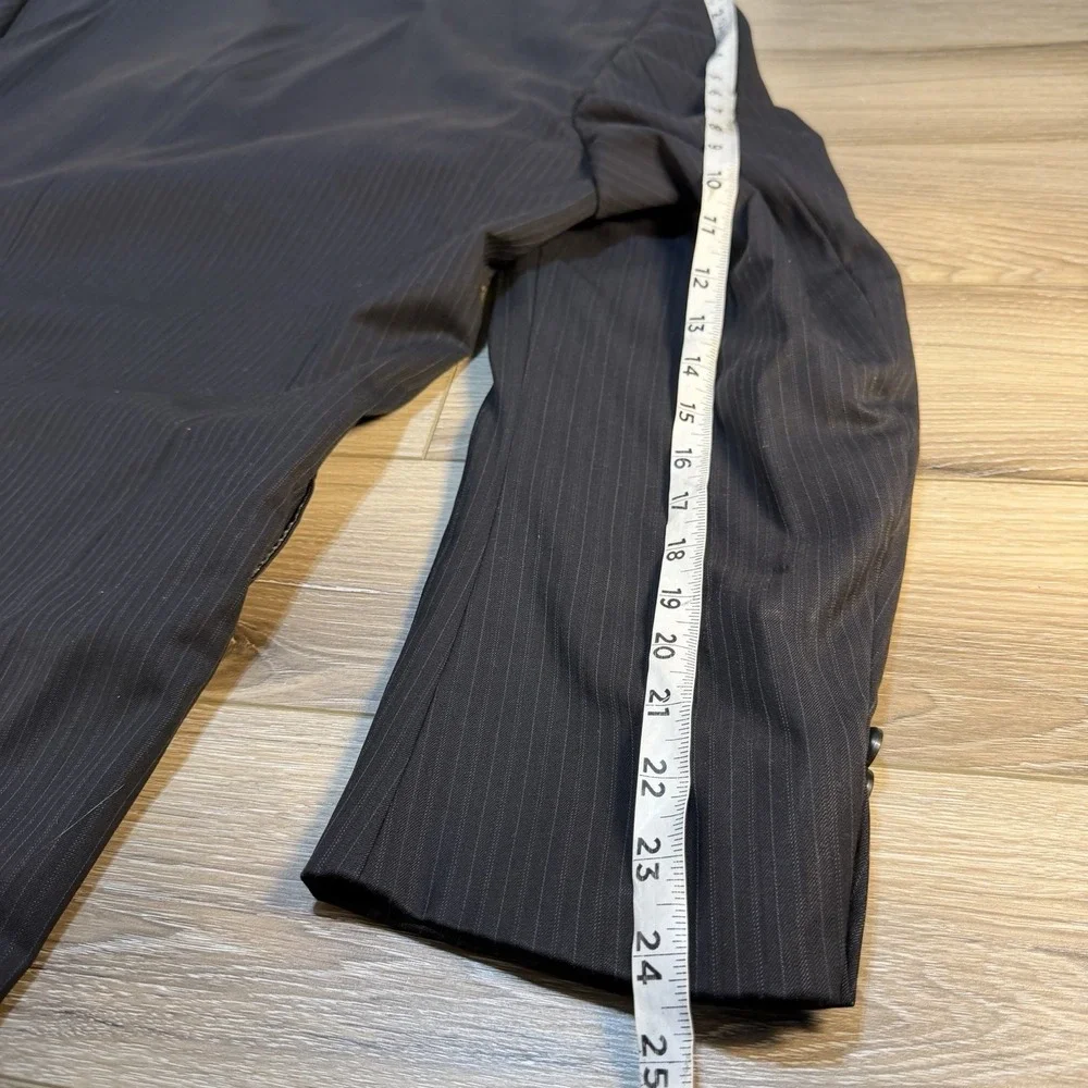 Mens Oscar De La Renta Black Wool Pinstripe Suit Sz 42R Blazer‎ 36x30 Pants