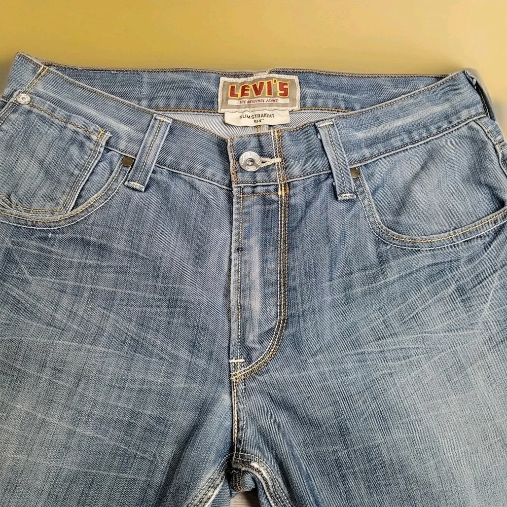 👖VTG Levis 514 Jeans Men's 33x29 Slim Straight Denim Rear Button Flap Pockets‎
