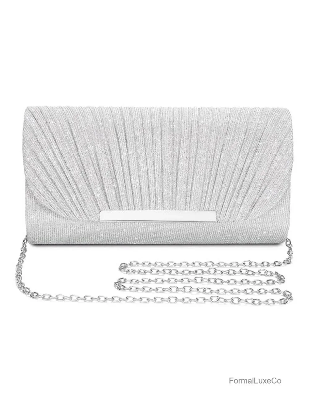 Satin Sequin Clutch Evening Bag with Detachable Strap