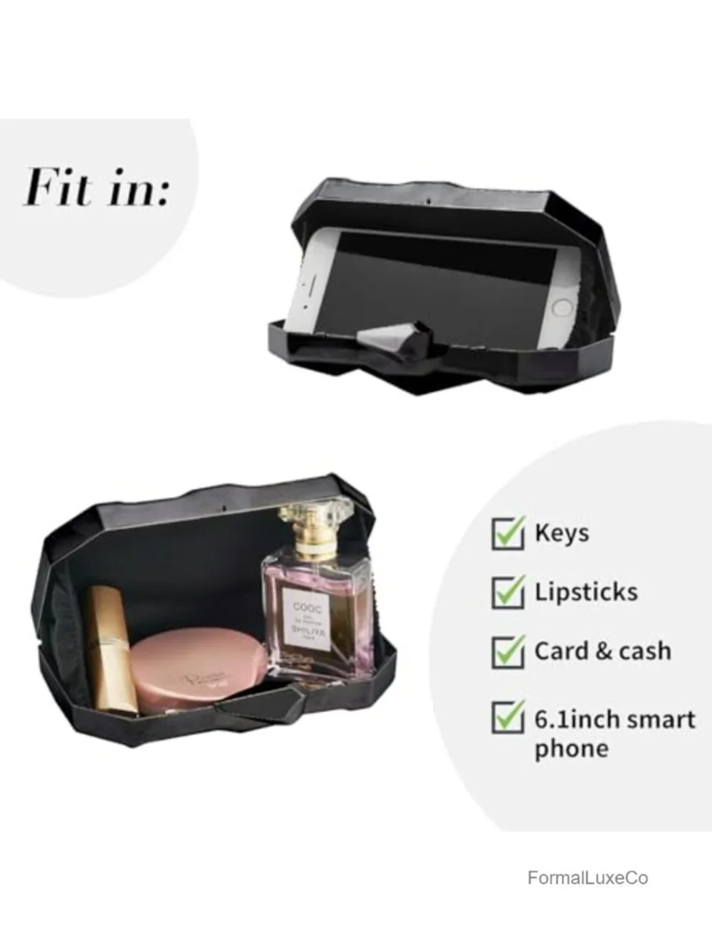Lattice Pattern Metal Evening Clutch Bag with Chain Strap