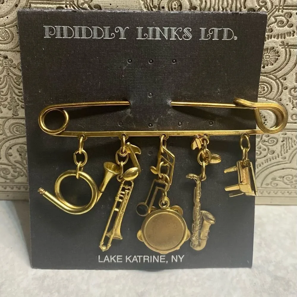 Vintage Pididdly Links Musical Instruments Pin NOS