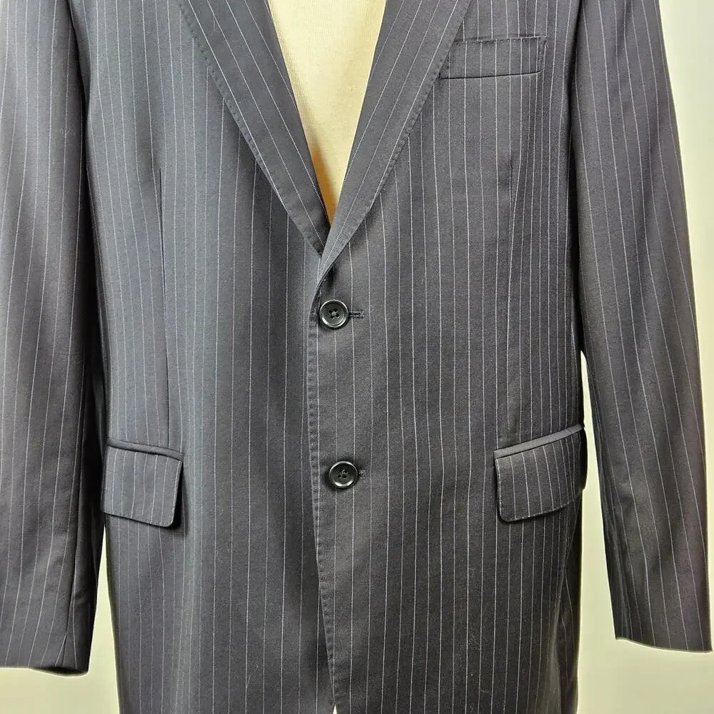 Brooks Brothers Ermenegildo Zegna Wool Blazer Navy Blue Pinstripe | Men's‎ 46 R