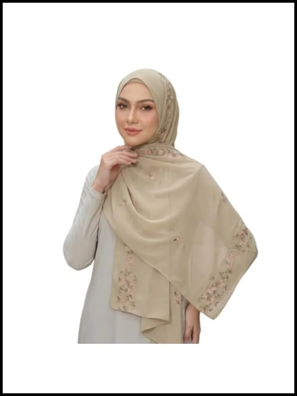 Chiffon Hijab Scarf Floral Embroidery Shawl Wrap Wedding Party Coverup