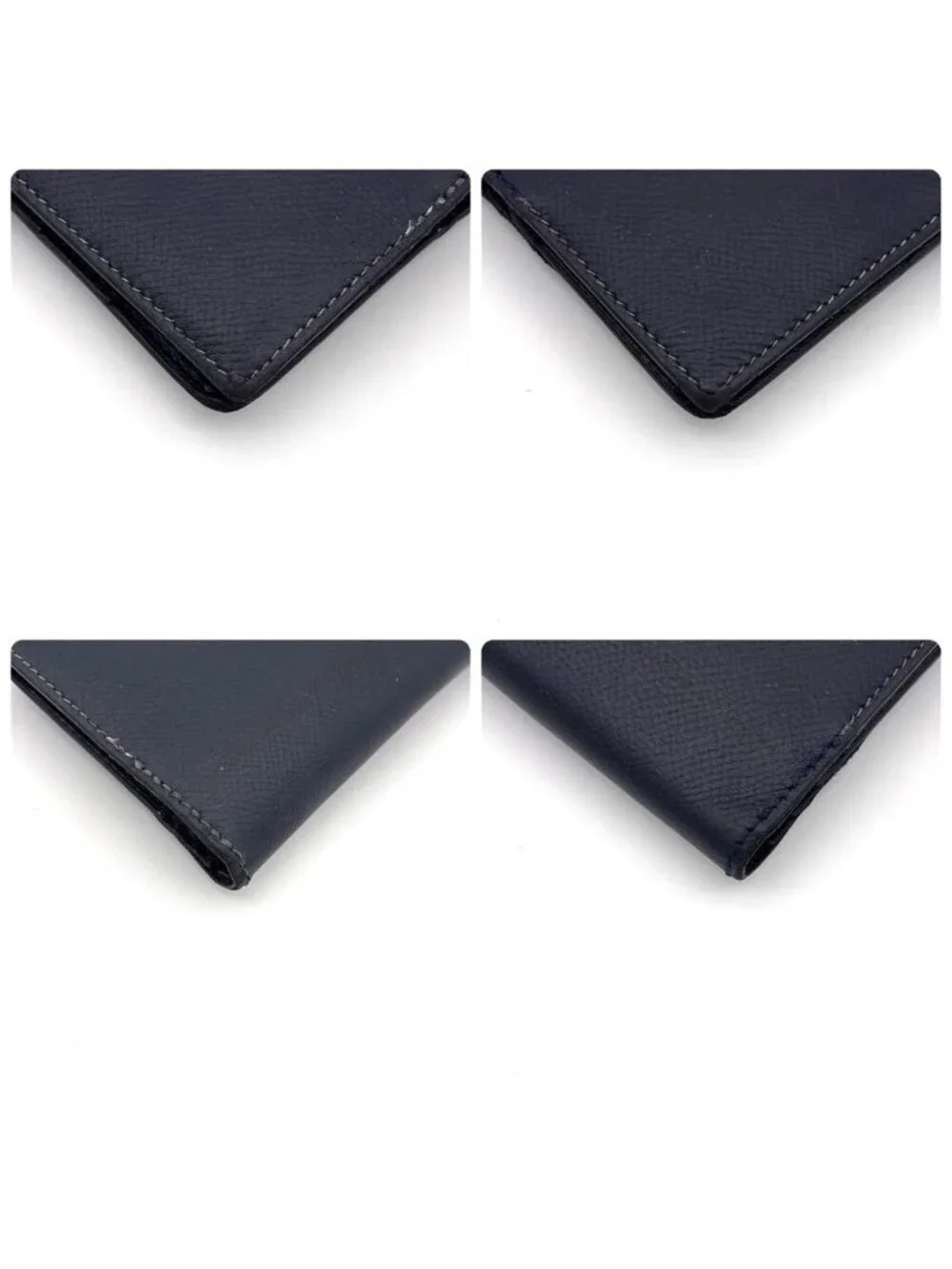 Hermes Bearn Classic Bifold Wallet Navy Leather Epsom