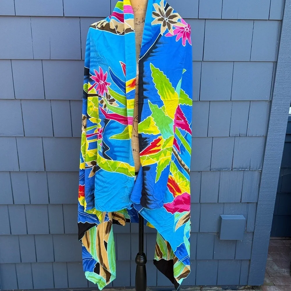 Dancing Gecko Hawaii wrap sarong Colorful Floral Women's Scarf tapestry