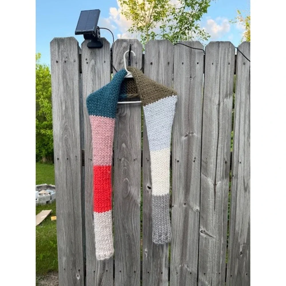 Chunky Knit Colorblock Scarf Multi-Color Oversized Winter‎ Handknit Accessory