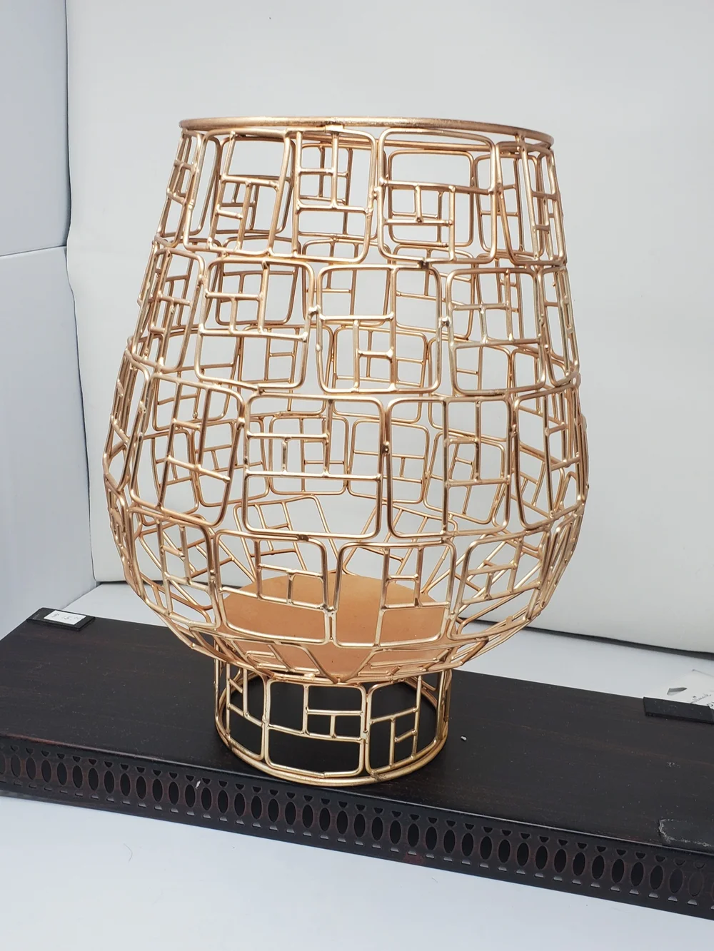 Geometric Openwork Metal Lantern - Rose Gold