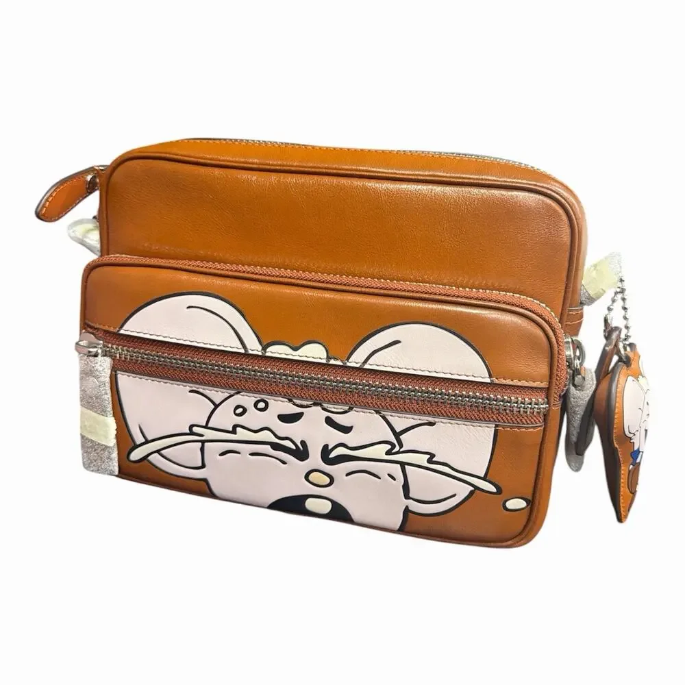 B2-005 Coach x Brain Dead Dakota Bag Brown Zip Adjustable Strap Kachi Charm
