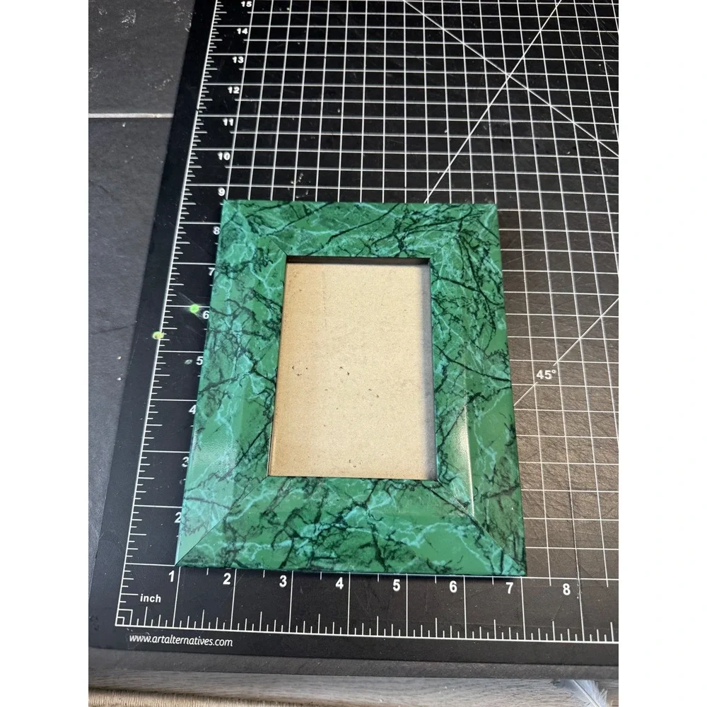 Green Faux Marble Picture Frame 4x6 Malachite Style Glossy Beveled Photo Frame