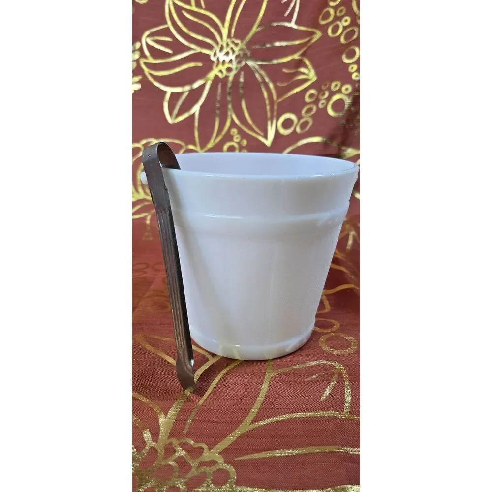 Vintage White Milk Glass Ice Bucket