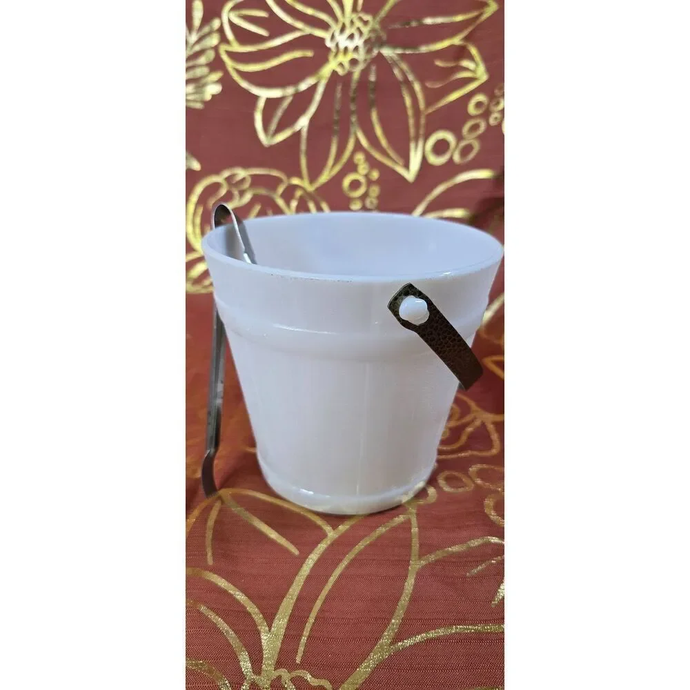 Vintage White Milk Glass Ice Bucket