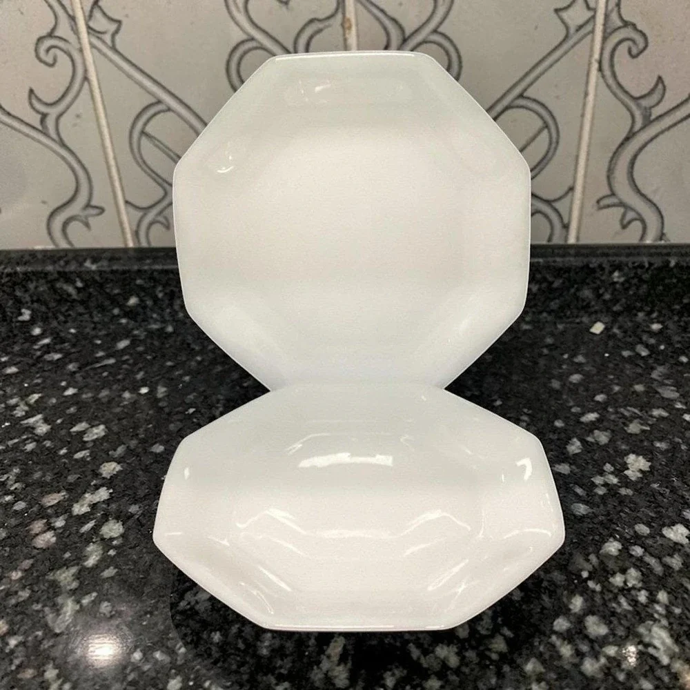 Arcopal France Novoctime White Milk Glass Dinner Plates, Set of 2 Vintage Dishes