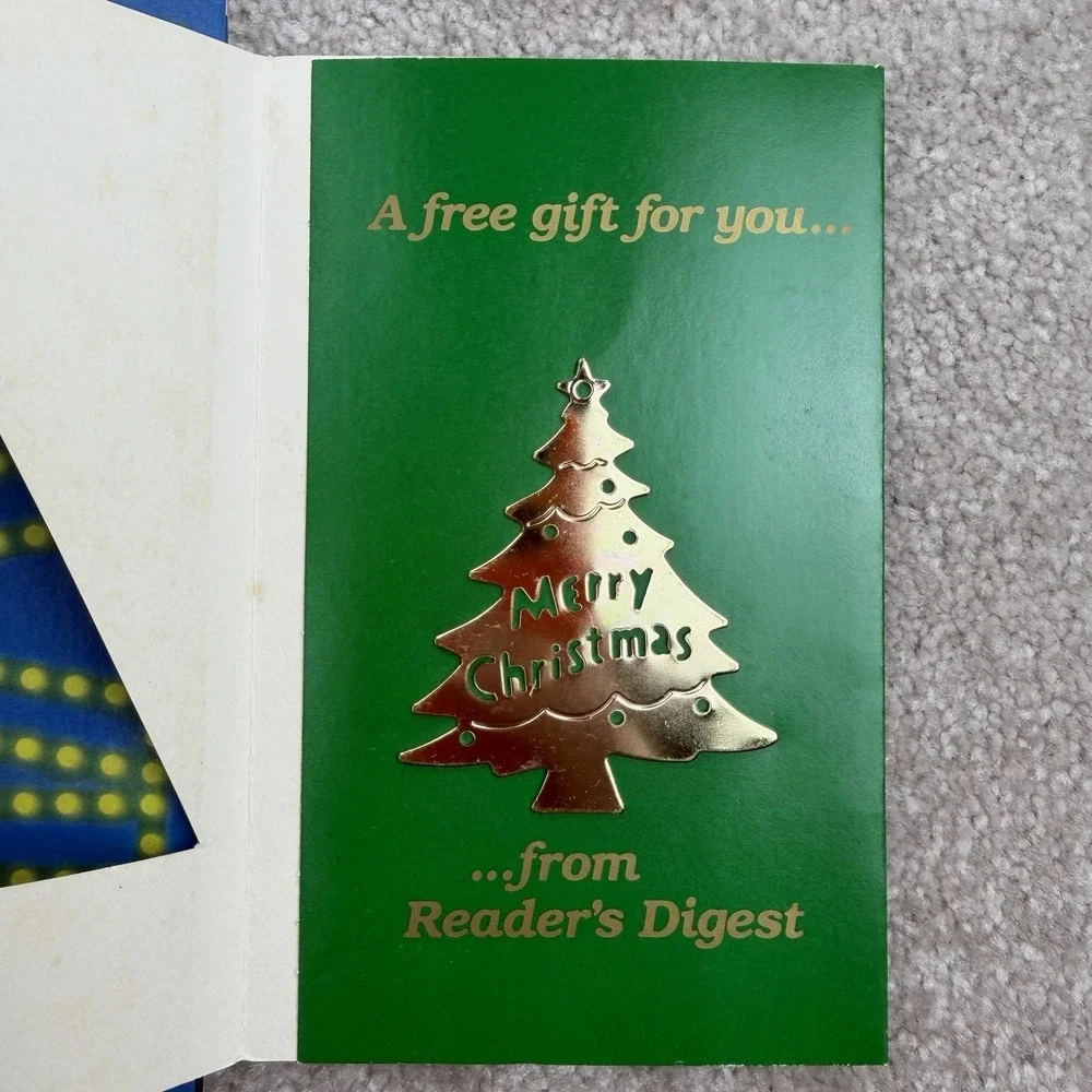 VTG‎ Readers Digest Gold Christmas Tree Ornament With Elvis Presley Items Insert