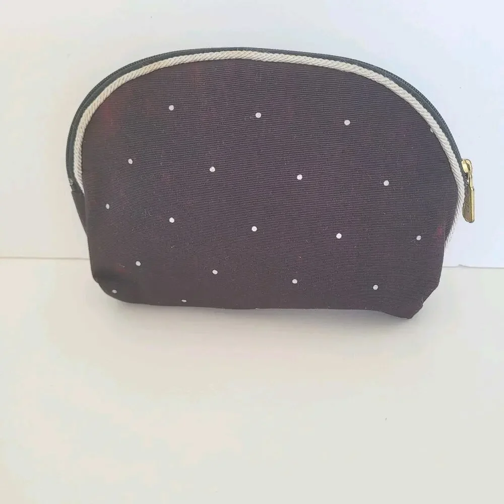Christian Dior Vintage Black WhiteCosmetic Bag Make Up Zip Pouch Polka Dot Retro