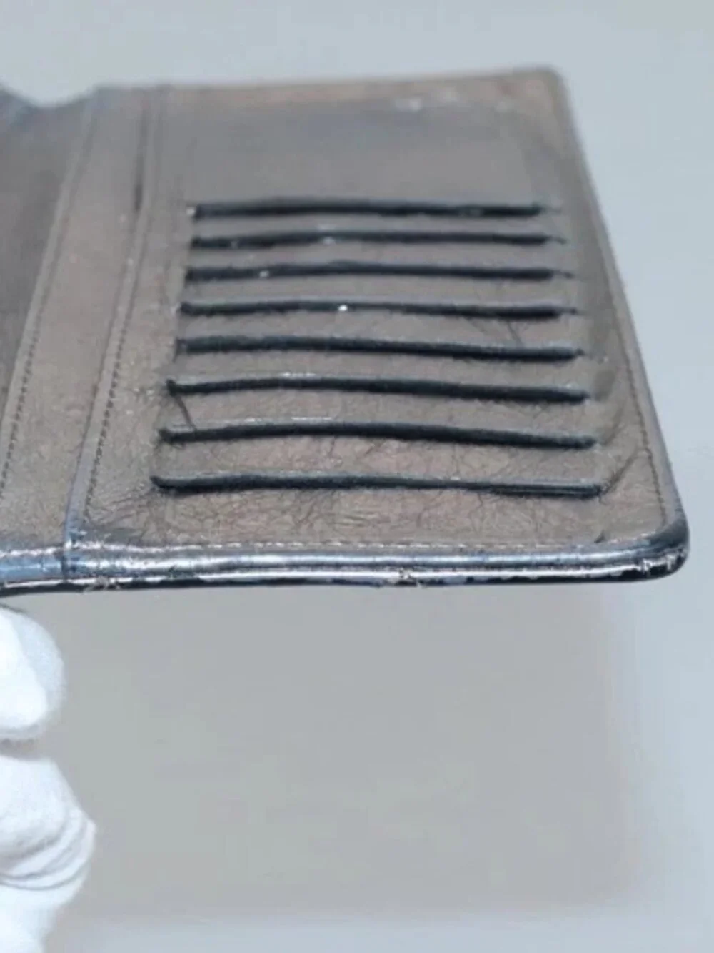 CHANEL 2.55 Matelasse Long Wallet Leather Silver CC Auth bs25537