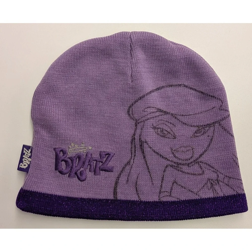 Vintage Y2k Purple Bratz Knit‎ Embroidered Beanie